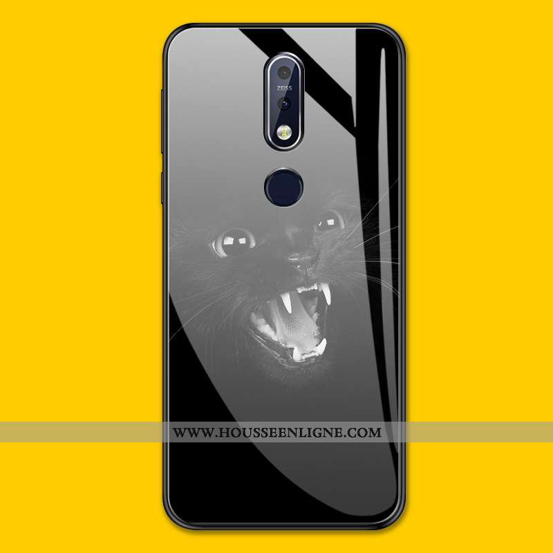 Coque Nokia 7.1 Personnalité Tendance Tout Compris Étui Verre Protection Jaune