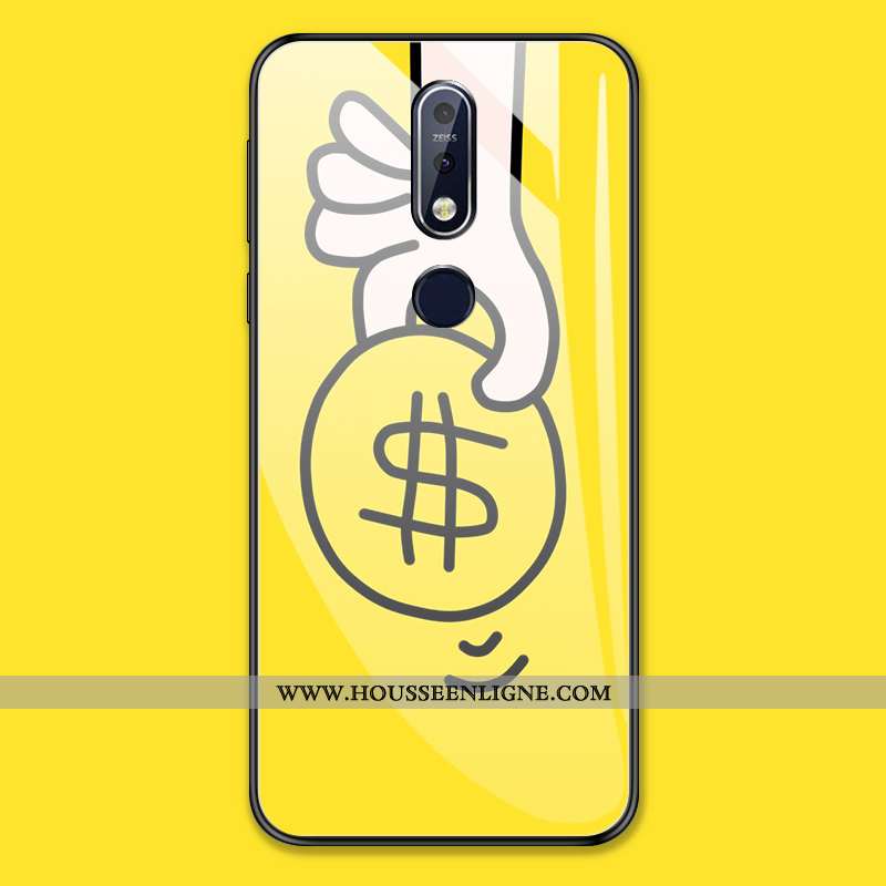 Coque Nokia 7.1 Personnalité Tendance Tout Compris Étui Verre Protection Jaune