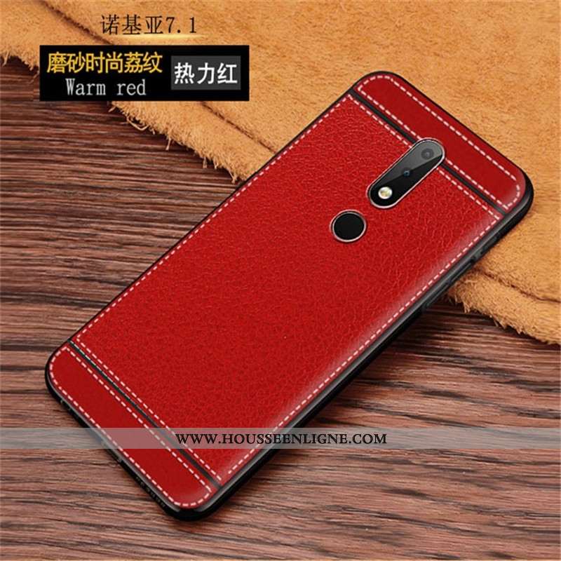 Coque Nokia 7.1 Silicone Mode Modèle Fleurie Rouge Téléphone Portable Protection