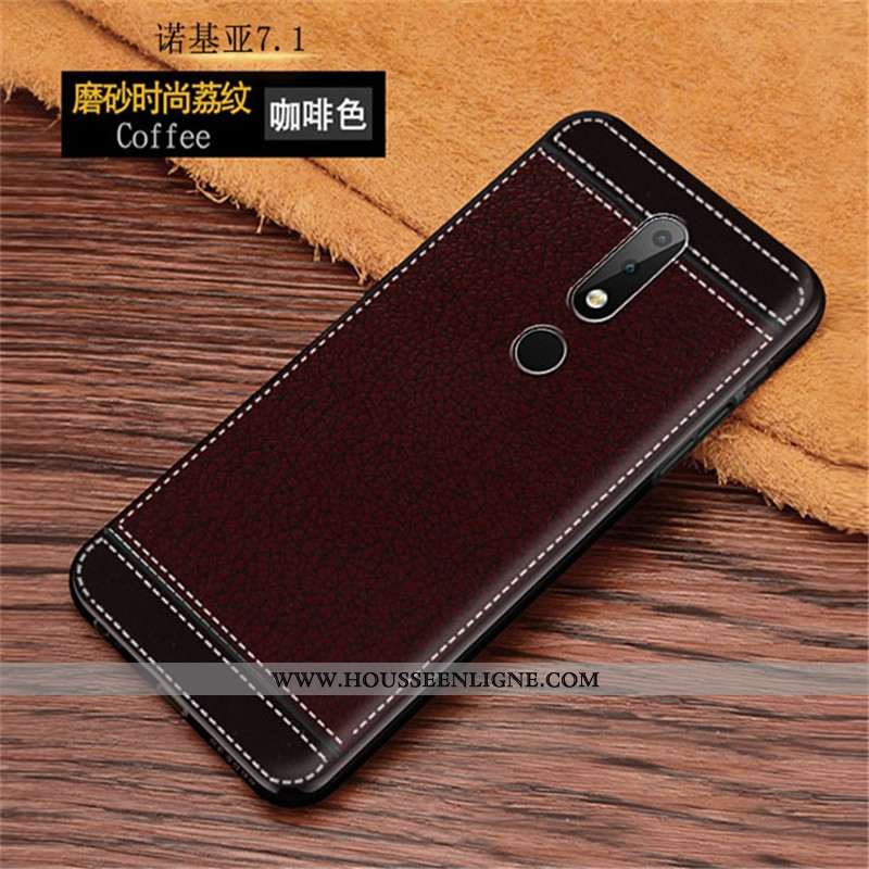 Coque Nokia 7.1 Silicone Mode Modèle Fleurie Rouge Téléphone Portable Protection