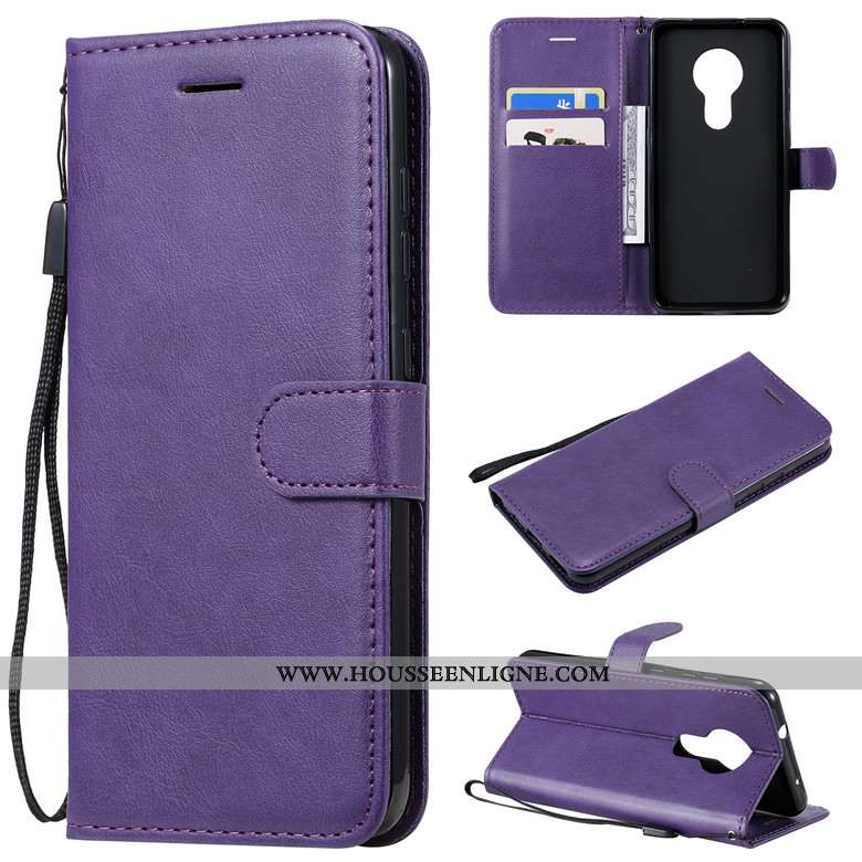 Coque Nokia 7.2 Cuir Protection Couleur Unie Incassable Étui Tout Compris Housse Violet