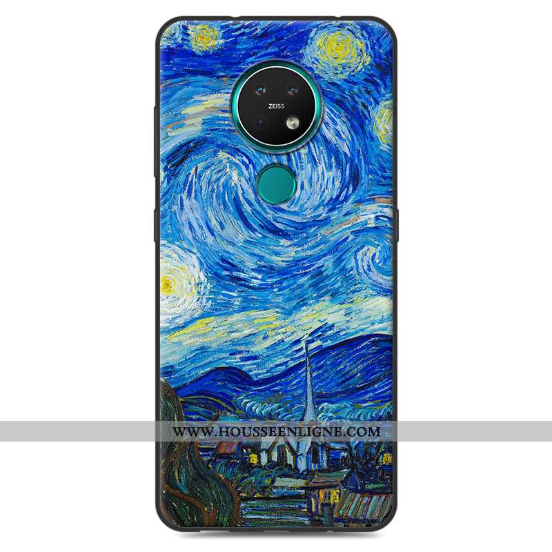 Coque Nokia 7.2 Fluide Doux Silicone Créatif Personnalité Bleu Protection Téléphone Portable