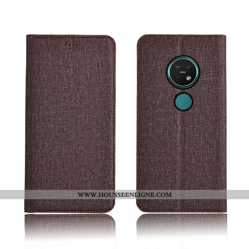 Coque Nokia 7.2 Fluide Doux Silicone Lin Incassable Étui Cuir Bleu Foncé