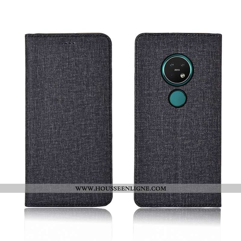 Coque Nokia 7.2 Fluide Doux Silicone Lin Incassable Étui Cuir Bleu Foncé