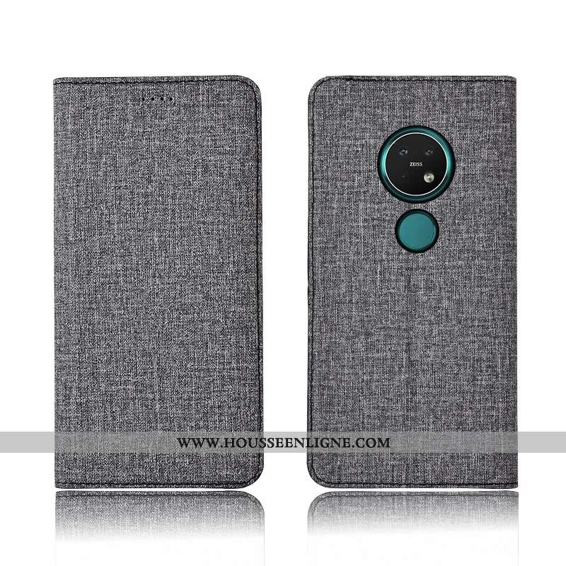 Coque Nokia 7.2 Fluide Doux Silicone Lin Incassable Étui Cuir Bleu Foncé