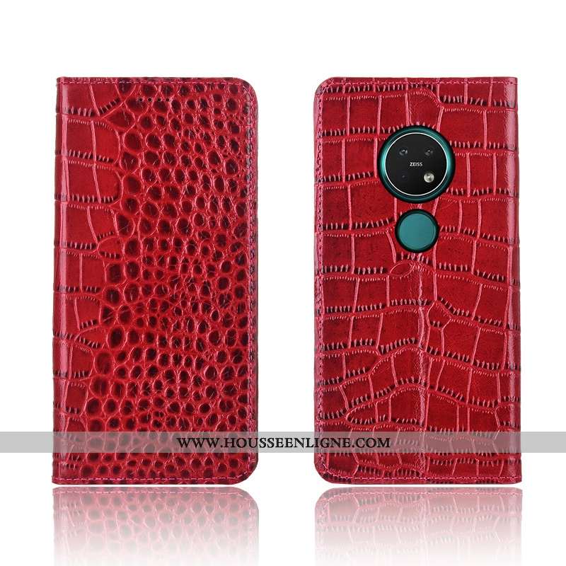 Coque Nokia 7.2 Protection Cuir Étui Tout Compris Silicone Clamshell Fluide Doux Rouge