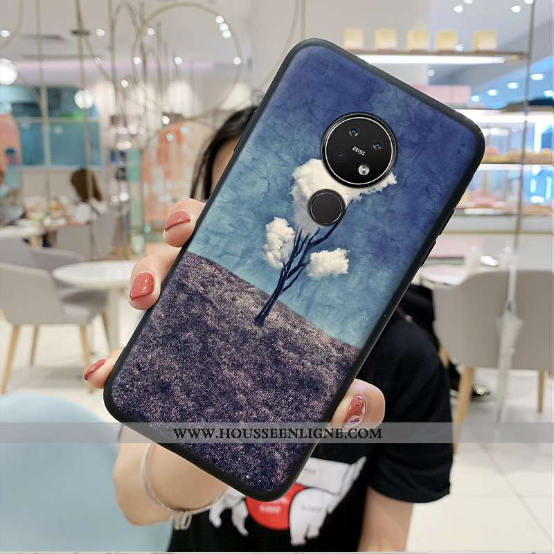 Coque Nokia 7.2 Protection Tendance Style Chinois Incassable Bleu Silicone