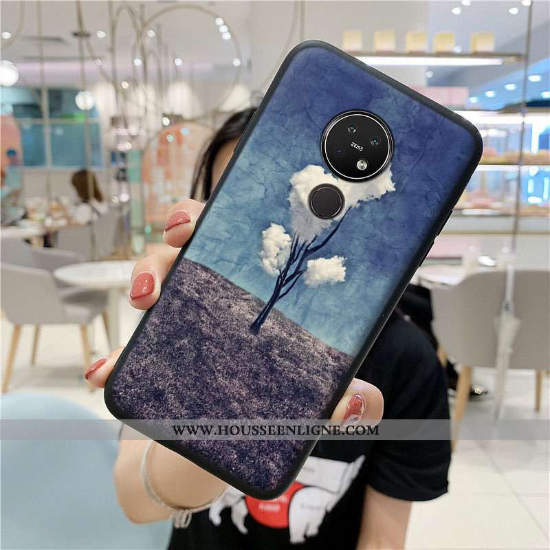 Coque Nokia 7.2 Protection Tendance Style Chinois Incassable Bleu Silicone
