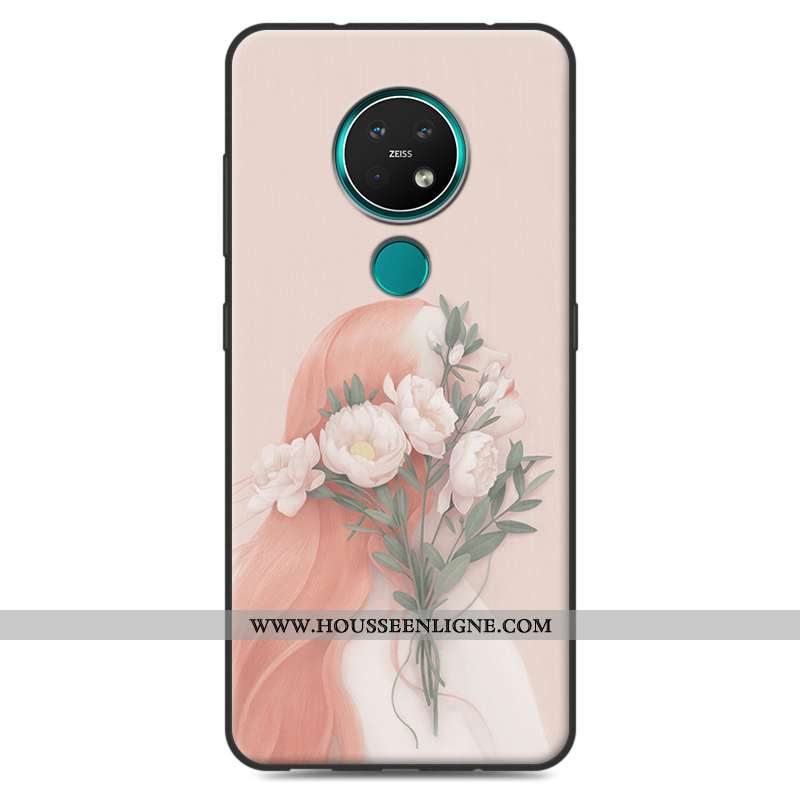 Coque Nokia 7.2 Silicone Étui Rose Art Téléphone Portable Incassable Petit