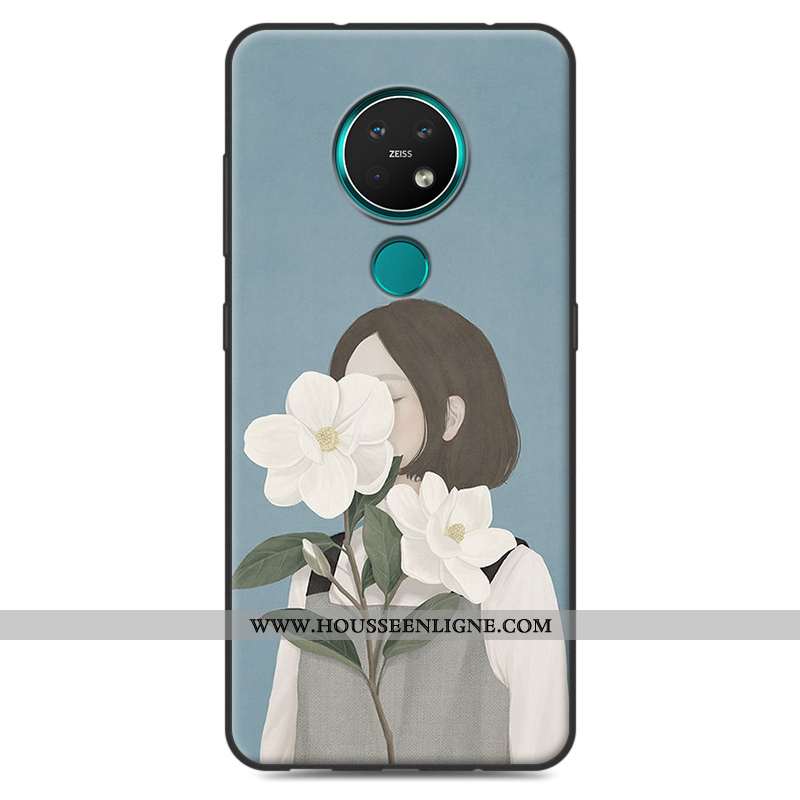 Coque Nokia 7.2 Silicone Étui Rose Art Téléphone Portable Incassable Petit
