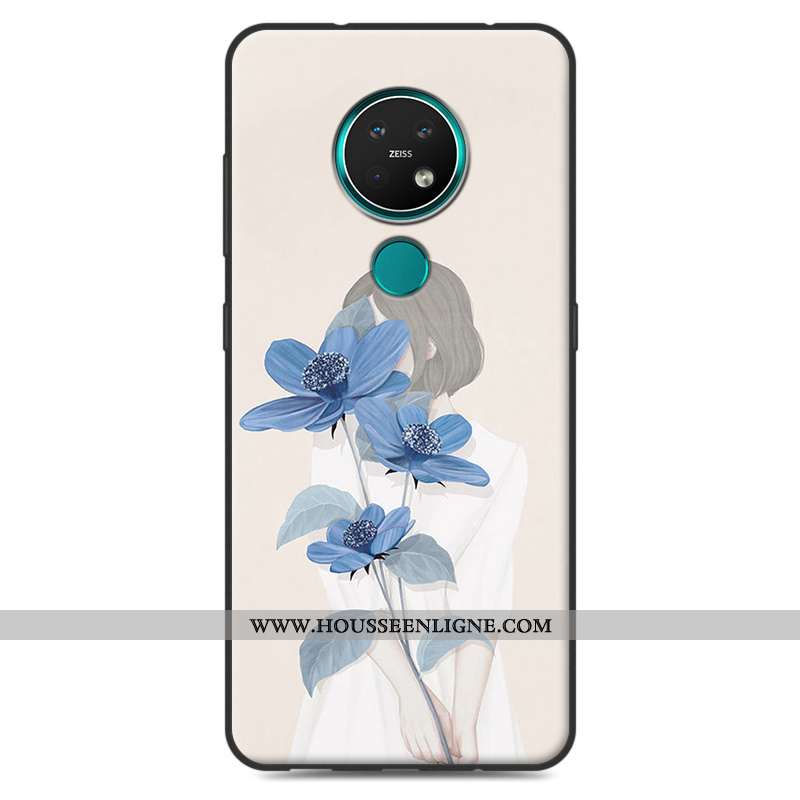 Coque Nokia 7.2 Silicone Étui Rose Art Téléphone Portable Incassable Petit