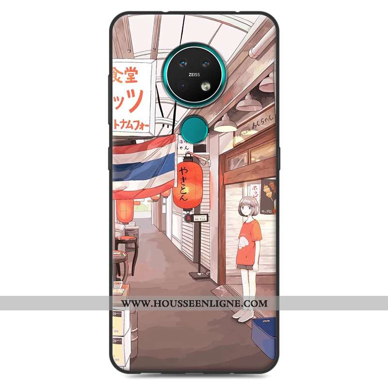 Coque Nokia 7.2 Silicone Étui Rose Art Téléphone Portable Incassable Petit