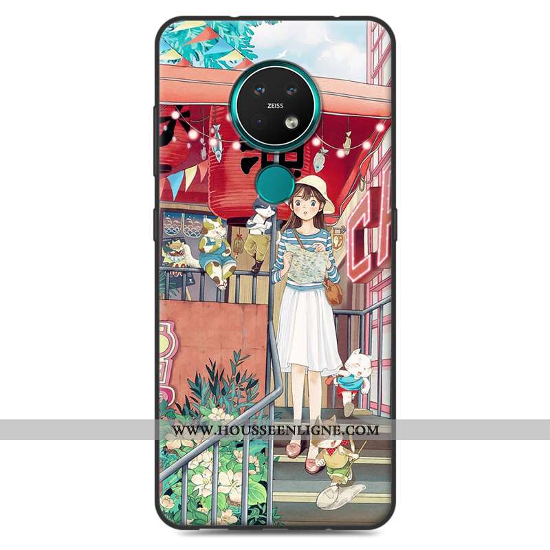 Coque Nokia 7.2 Silicone Étui Rose Art Téléphone Portable Incassable Petit