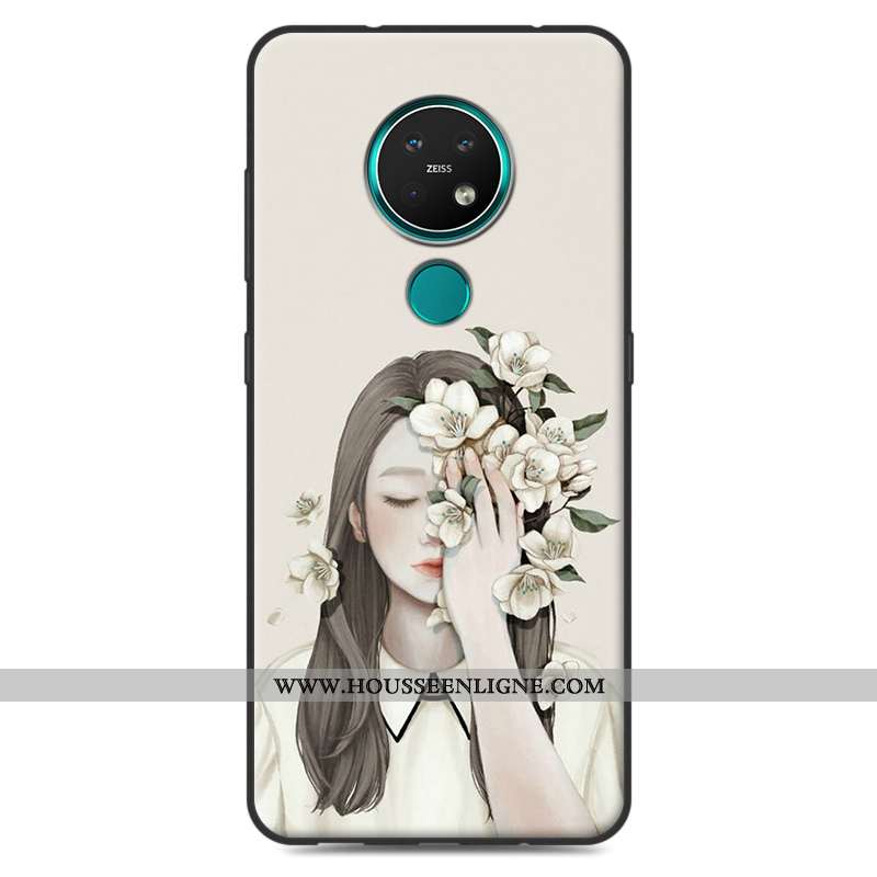 Coque Nokia 7.2 Silicone Étui Rose Art Téléphone Portable Incassable Petit