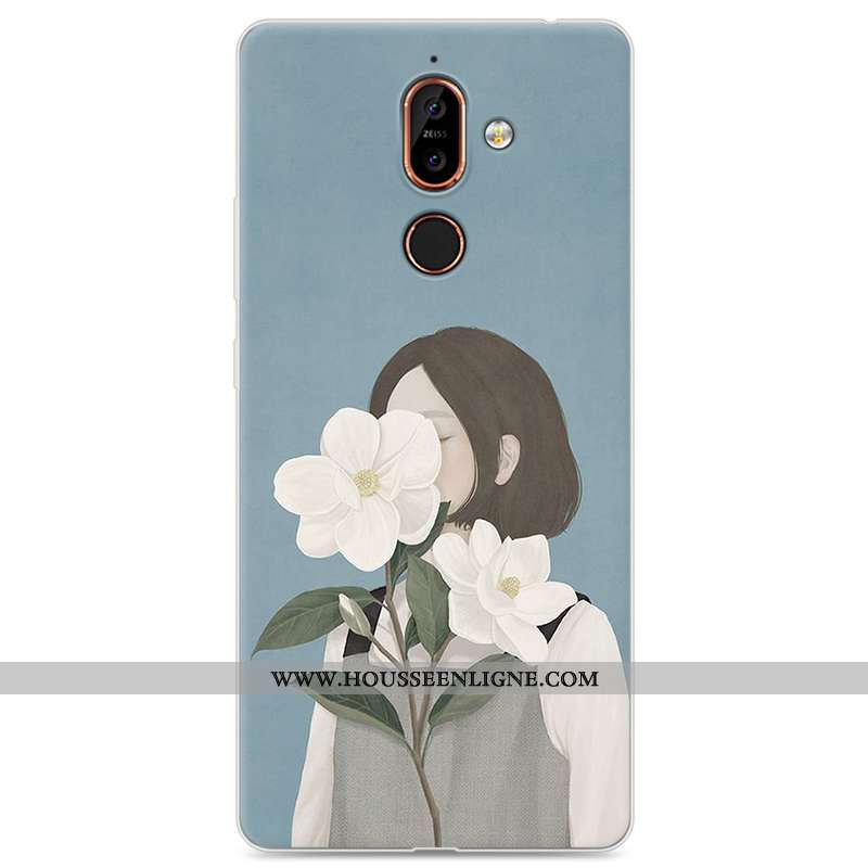 Coque Nokia 7 Plus Fluide Doux Protection Étui Incassable Bleu Téléphone Portable