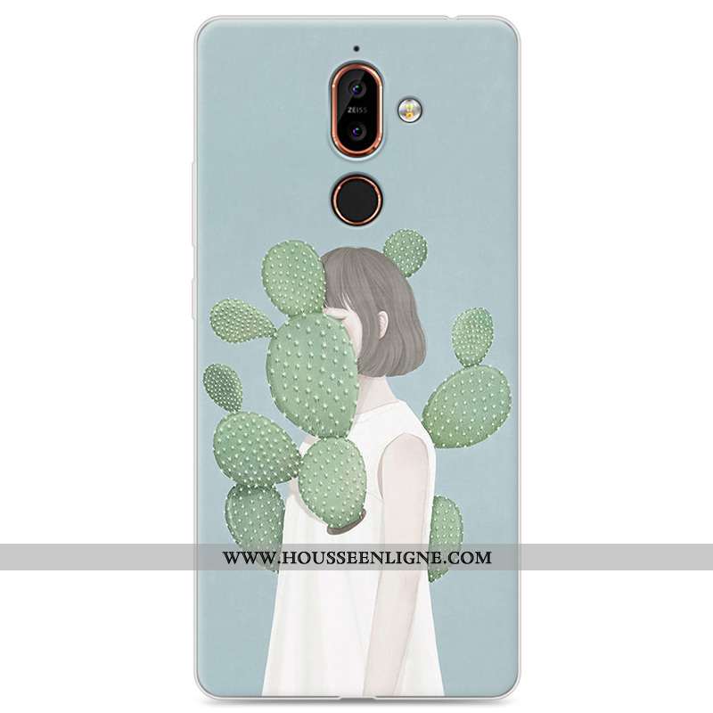 Coque Nokia 7 Plus Fluide Doux Protection Étui Incassable Bleu Téléphone Portable