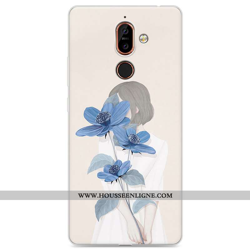 Coque Nokia 7 Plus Fluide Doux Protection Étui Incassable Bleu Téléphone Portable