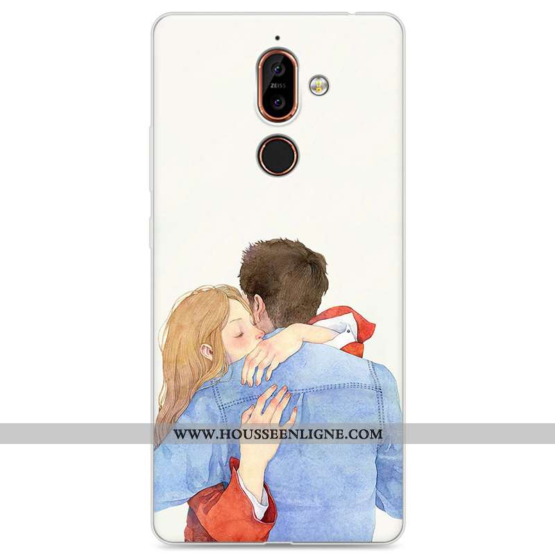 Coque Nokia 7 Plus Fluide Doux Protection Étui Incassable Bleu Téléphone Portable