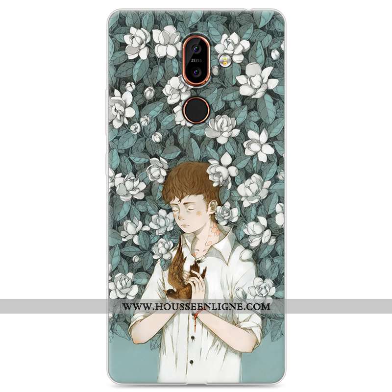 Coque Nokia 7 Plus Fluide Doux Protection Étui Incassable Bleu Téléphone Portable