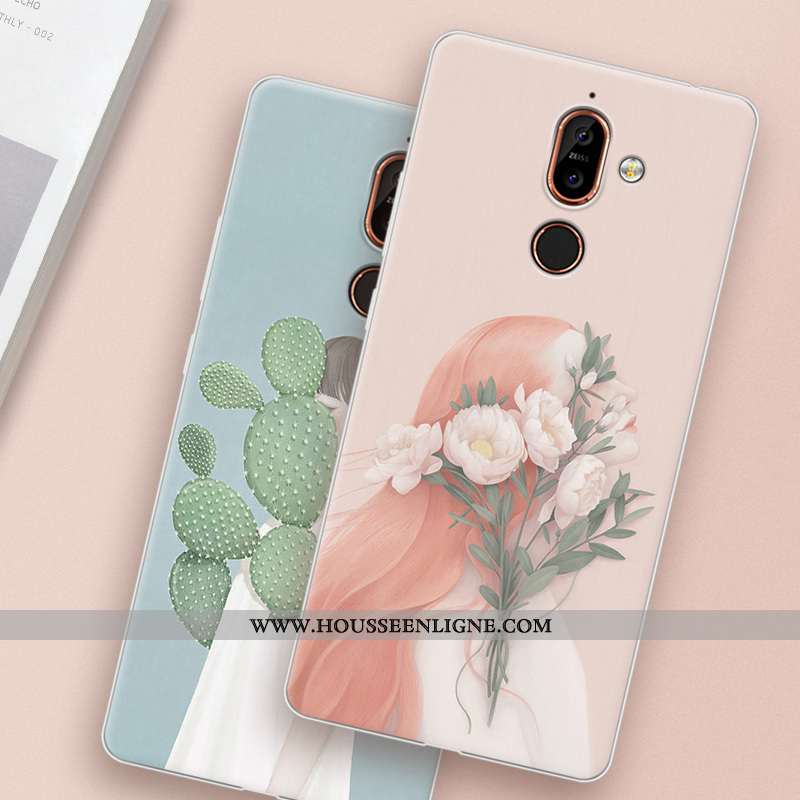 Coque Nokia 7 Plus Fluide Doux Protection Étui Incassable Bleu Téléphone Portable