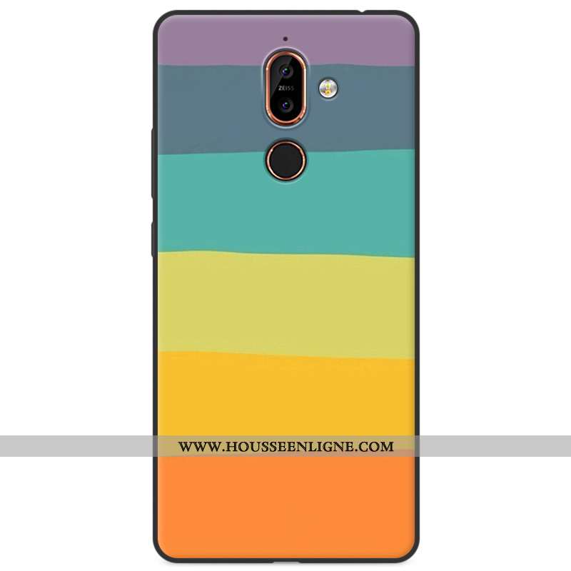Coque Nokia 7 Plus Fluide Doux Silicone Étui Téléphone Portable Multicolore Dessin Animé Protection 