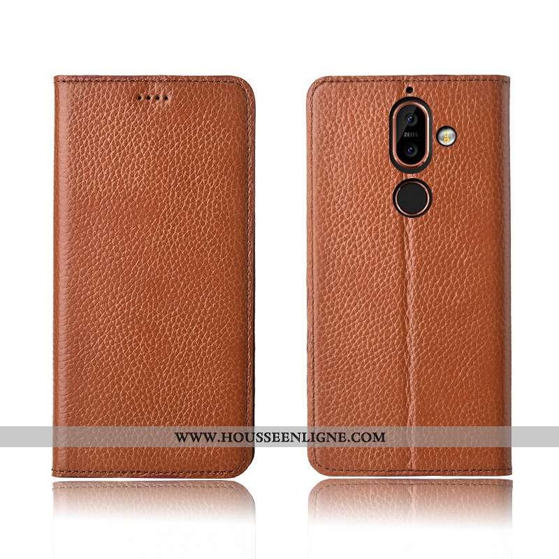 Coque Nokia 7 Plus Protection Cuir Véritable Marron Tout Compris Cuir Fluide Doux Nouveau