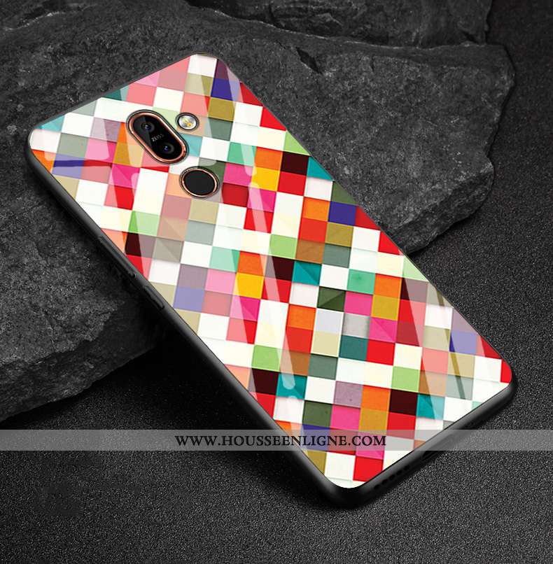 Coque Nokia 7 Plus Tendance Fluide Doux Étui Incassable Verre Multicolore Personnalisé Coloré