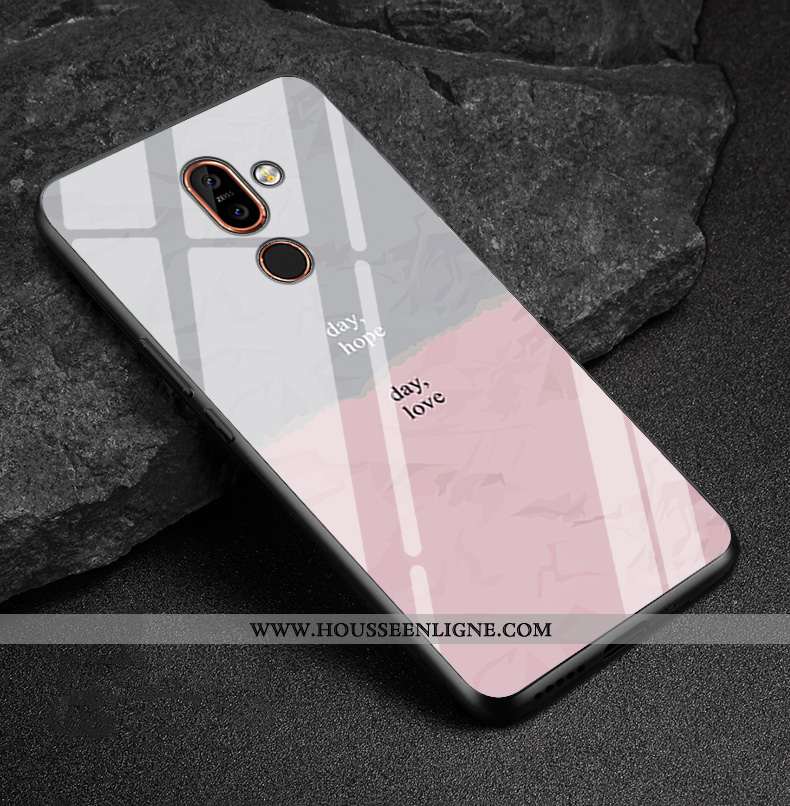 Coque Nokia 7 Plus Tendance Fluide Doux Étui Incassable Verre Multicolore Personnalisé Coloré