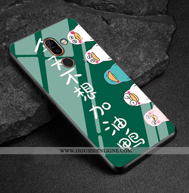 Coque Nokia 7 Plus Tendance Fluide Doux Étui Incassable Verre Multicolore Personnalisé Coloré