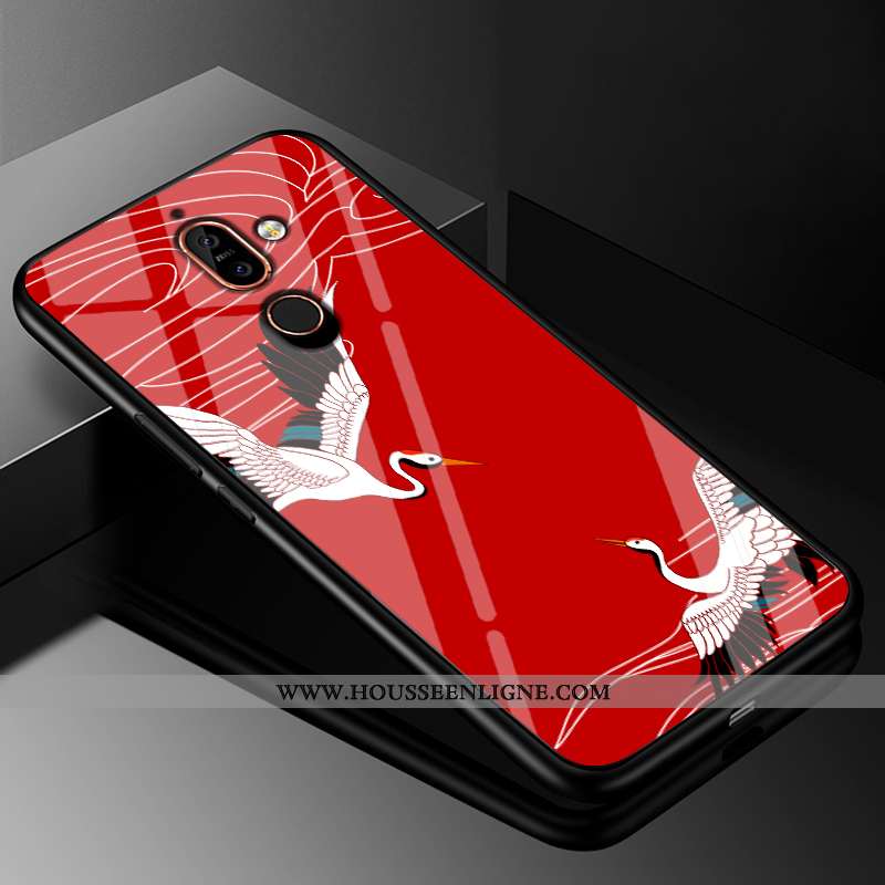 Coque Nokia 7 Plus Verre Tendance Étui Protection 2020 Grue Téléphone Portable Jaune