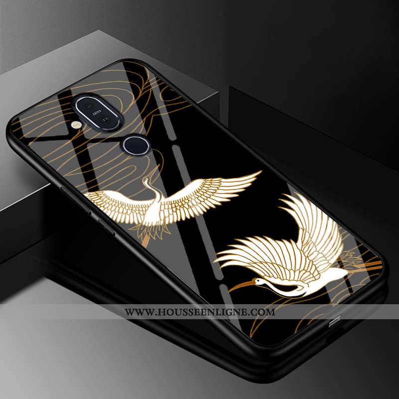 Coque Nokia 7 Plus Verre Tendance Étui Protection 2020 Grue Téléphone Portable Jaune