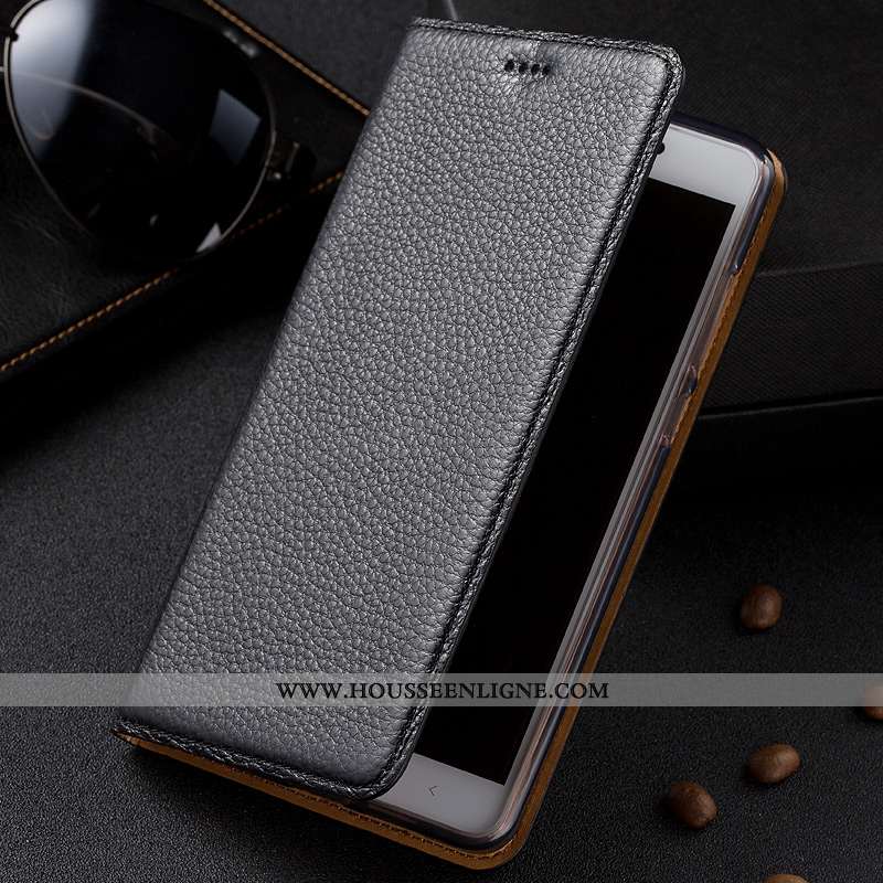Coque Nokia 8.1 Modèle Fleurie Protection Litchi Housse Bleu Cuir Véritable Téléphone Portable