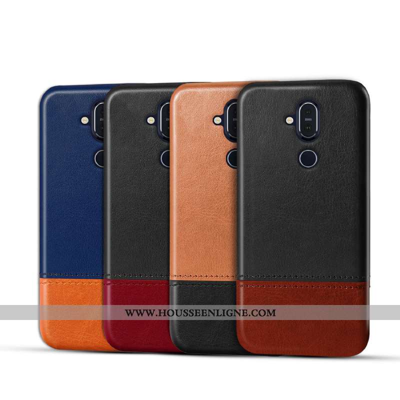 Coque Nokia 8.1 Personnalité Cuir Incassable Étui Téléphone Portable Qualité Marron