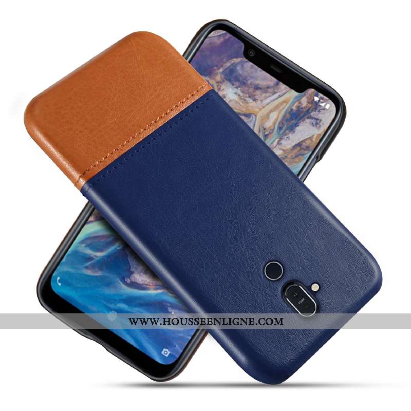 Coque Nokia 8.1 Personnalité Cuir Incassable Étui Téléphone Portable Qualité Marron