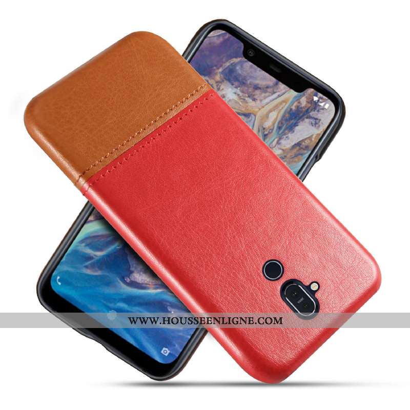 Coque Nokia 8.1 Personnalité Cuir Incassable Étui Téléphone Portable Qualité Marron