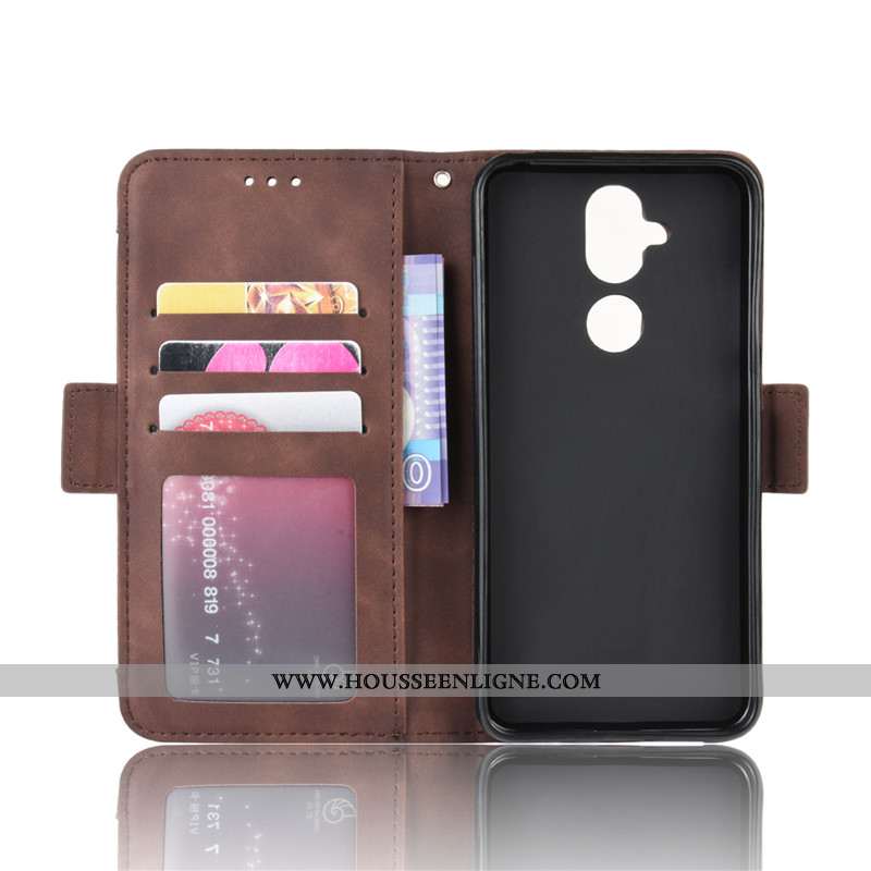 Coque Nokia 8.1 Protection Cuir Carte Housse Marron Téléphone Portable