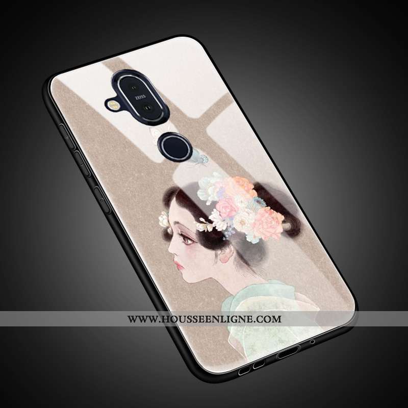 Coque Nokia 8.1 Protection Verre Tout Compris Étui Charmant Personnalisé Tendance Doré