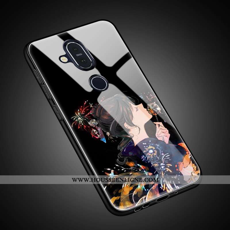 Coque Nokia 8.1 Protection Verre Tout Compris Étui Charmant Personnalisé Tendance Doré