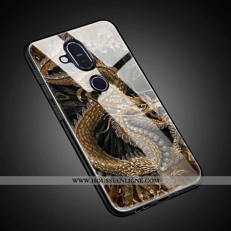 Coque Nokia 8.1 Protection Verre Tout Compris Étui Charmant Personnalisé Tendance Doré