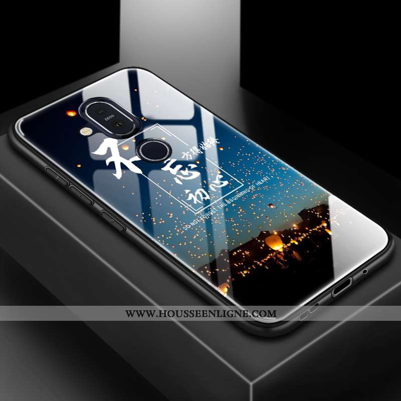 Coque Nokia 8.1 Tendance Silicone Difficile Téléphone Portable Amoureux Membrane Protection Bleu