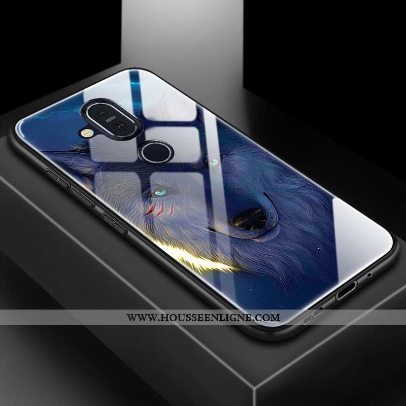 Coque Nokia 8.1 Tendance Silicone Difficile Téléphone Portable Amoureux Membrane Protection Bleu
