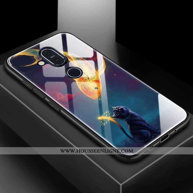 Coque Nokia 8.1 Tendance Silicone Difficile Téléphone Portable Amoureux Membrane Protection Bleu