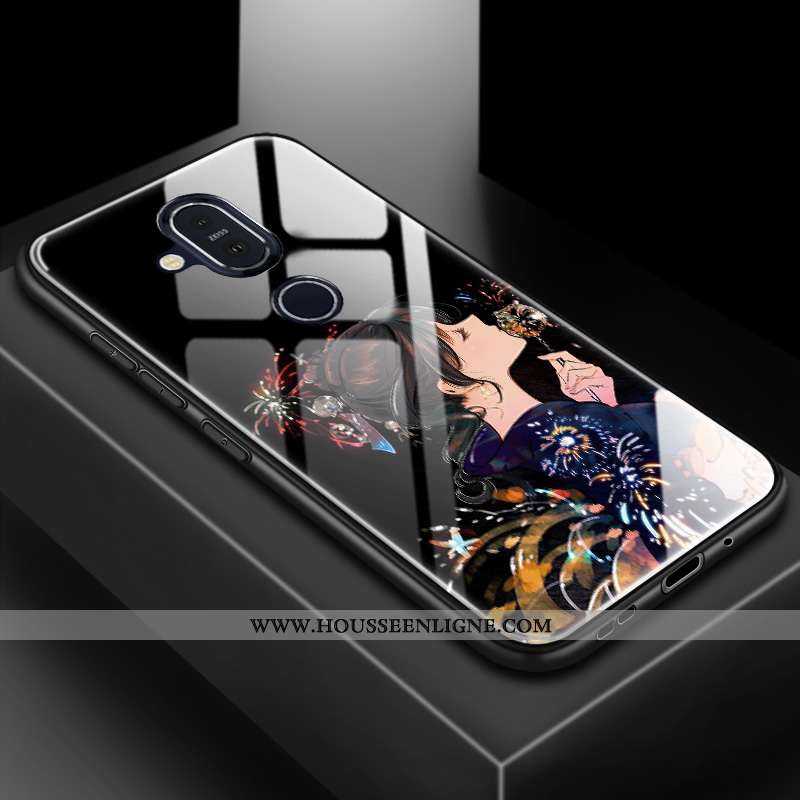 Coque Nokia 8.1 Tendance Silicone Difficile Téléphone Portable Amoureux Membrane Protection Bleu