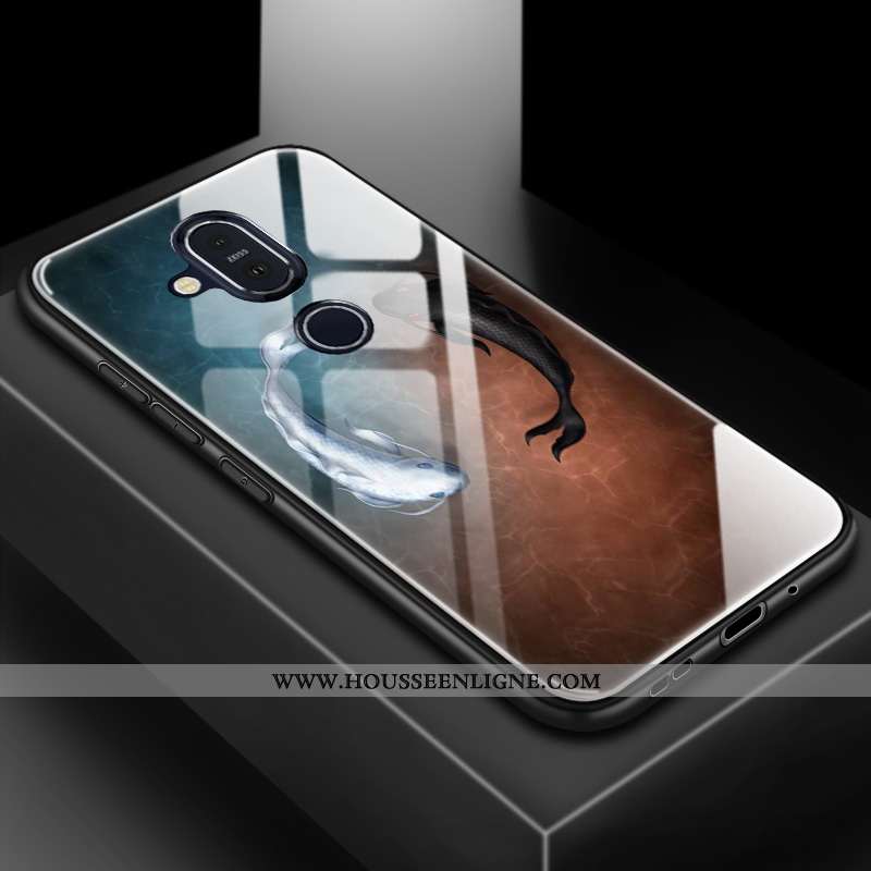 Coque Nokia 8.1 Tendance Silicone Difficile Téléphone Portable Amoureux Membrane Protection Bleu