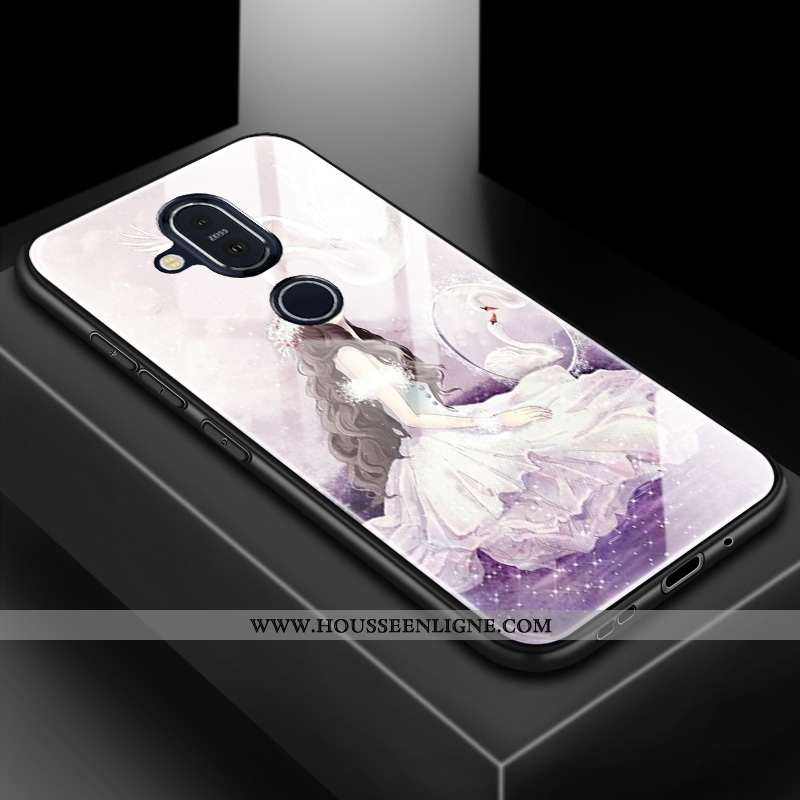 Coque Nokia 8.1 Tendance Silicone Difficile Téléphone Portable Amoureux Membrane Protection Bleu