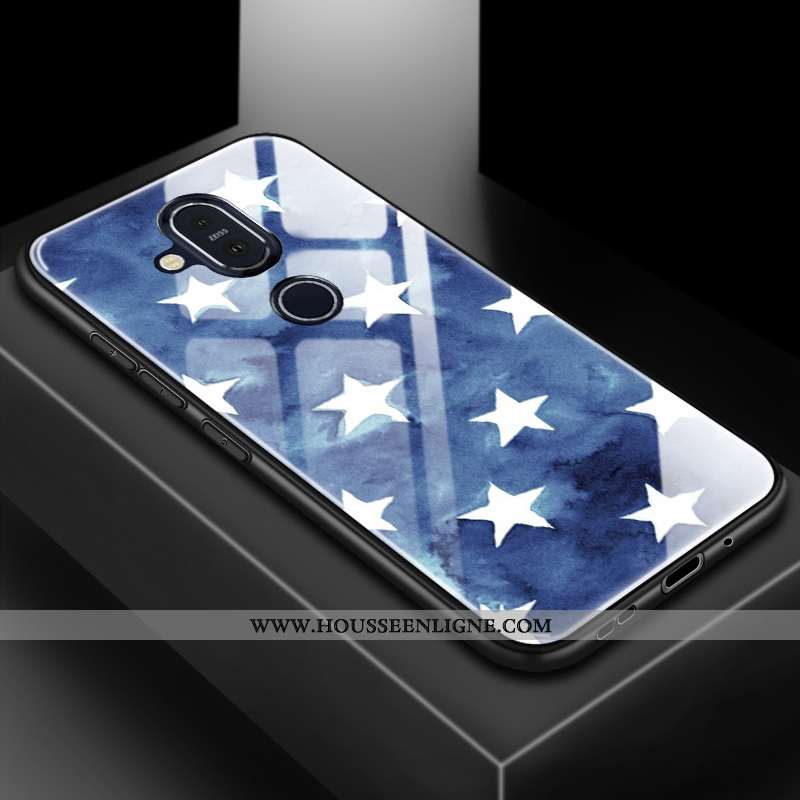 Coque Nokia 8.1 Tendance Silicone Difficile Téléphone Portable Amoureux Membrane Protection Bleu
