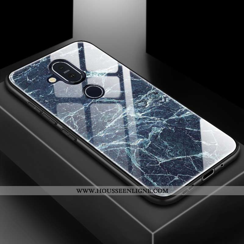 Coque Nokia 8.1 Tendance Silicone Difficile Téléphone Portable Amoureux Membrane Protection Bleu