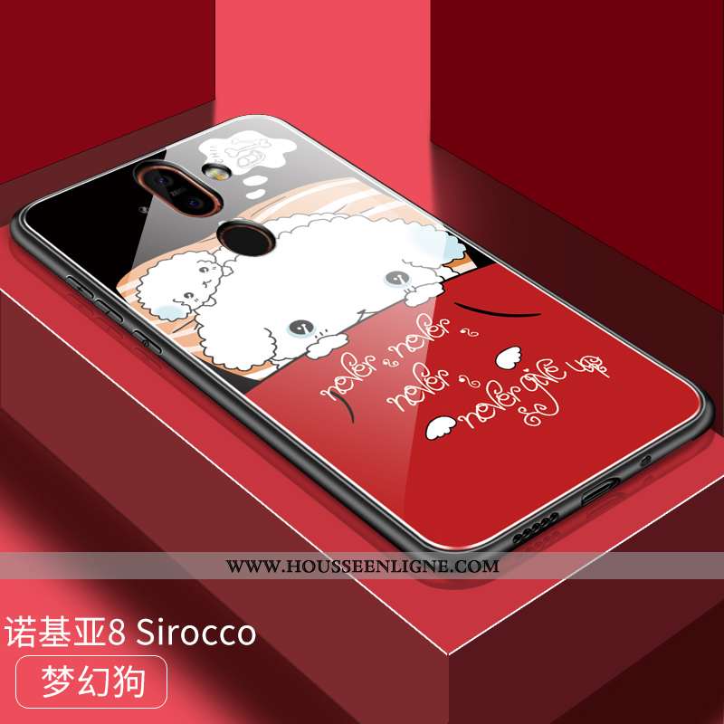 Coque Nokia 8 Sirocco Personnalité Dessin Animé Difficile Protection Incassable Verre Étui Rouge
