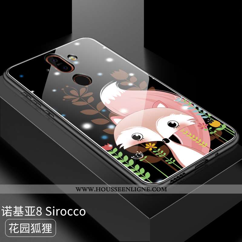 Coque Nokia 8 Sirocco Personnalité Dessin Animé Difficile Protection Incassable Verre Étui Rouge