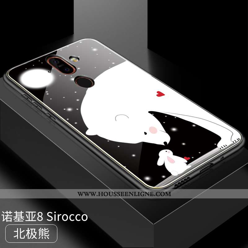 Coque Nokia 8 Sirocco Personnalité Dessin Animé Difficile Protection Incassable Verre Étui Rouge